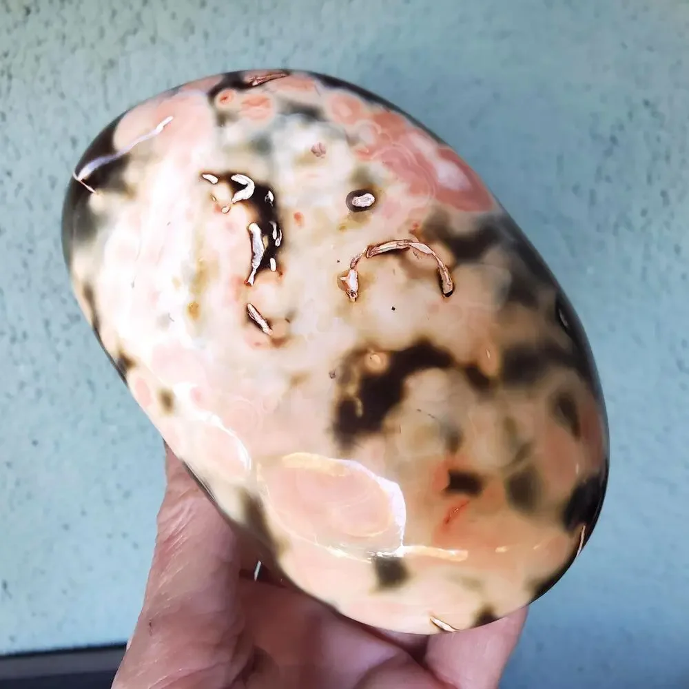 Pink Orca Agate Carnelian White Pink Stone Flowers Crystal Specimen 536 grams
